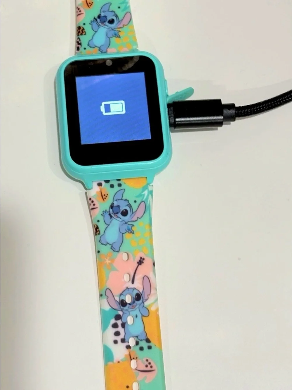 Disney Stitch Kids Smartwatch Touchscreen, 40mm Blue, Silicone Band Needs USB